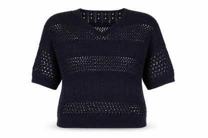 F&F Womens Blue V-Neck  Acrylic Pullover Jumper Size 12