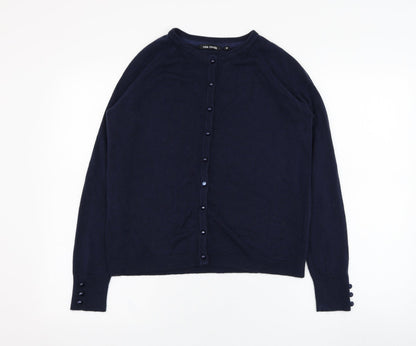Mia Moda Womens Blue Round Neck  Polyester Cardigan Jumper Size M