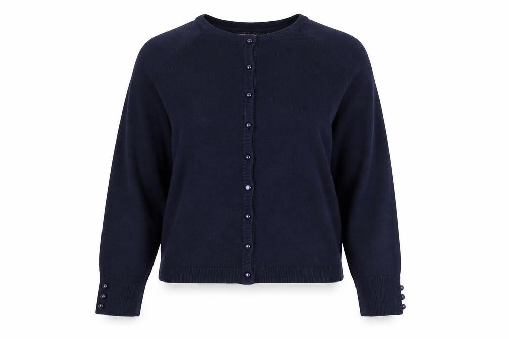 Mia Moda Womens Blue Round Neck  Polyester Cardigan Jumper Size M