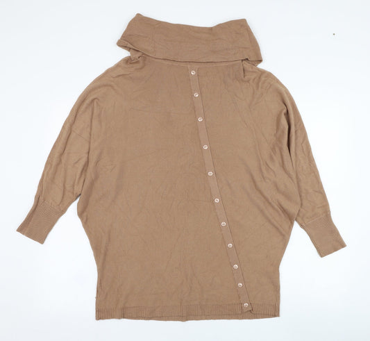 Preworn Womens Brown Roll Neck  Polyamide Pullover Jumper Size S