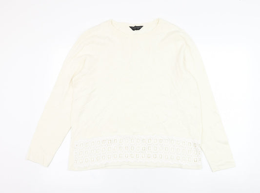 Dorothy Perkins Womens Ivory Round Neck  Viscose Pullover Jumper Size 18