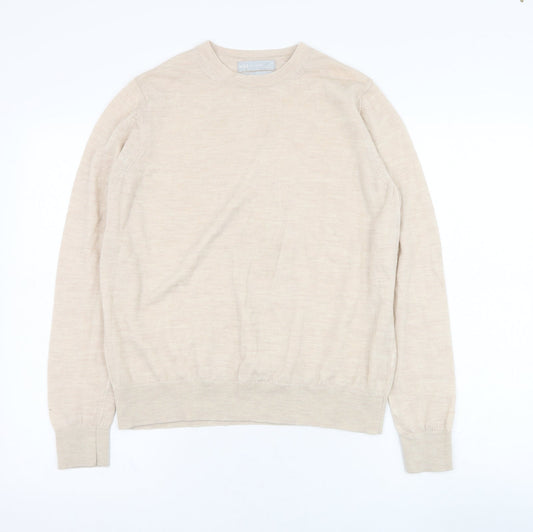 Marks and Spencer Womens Beige Round Neck  Polyester Pullover Jumper Size 12