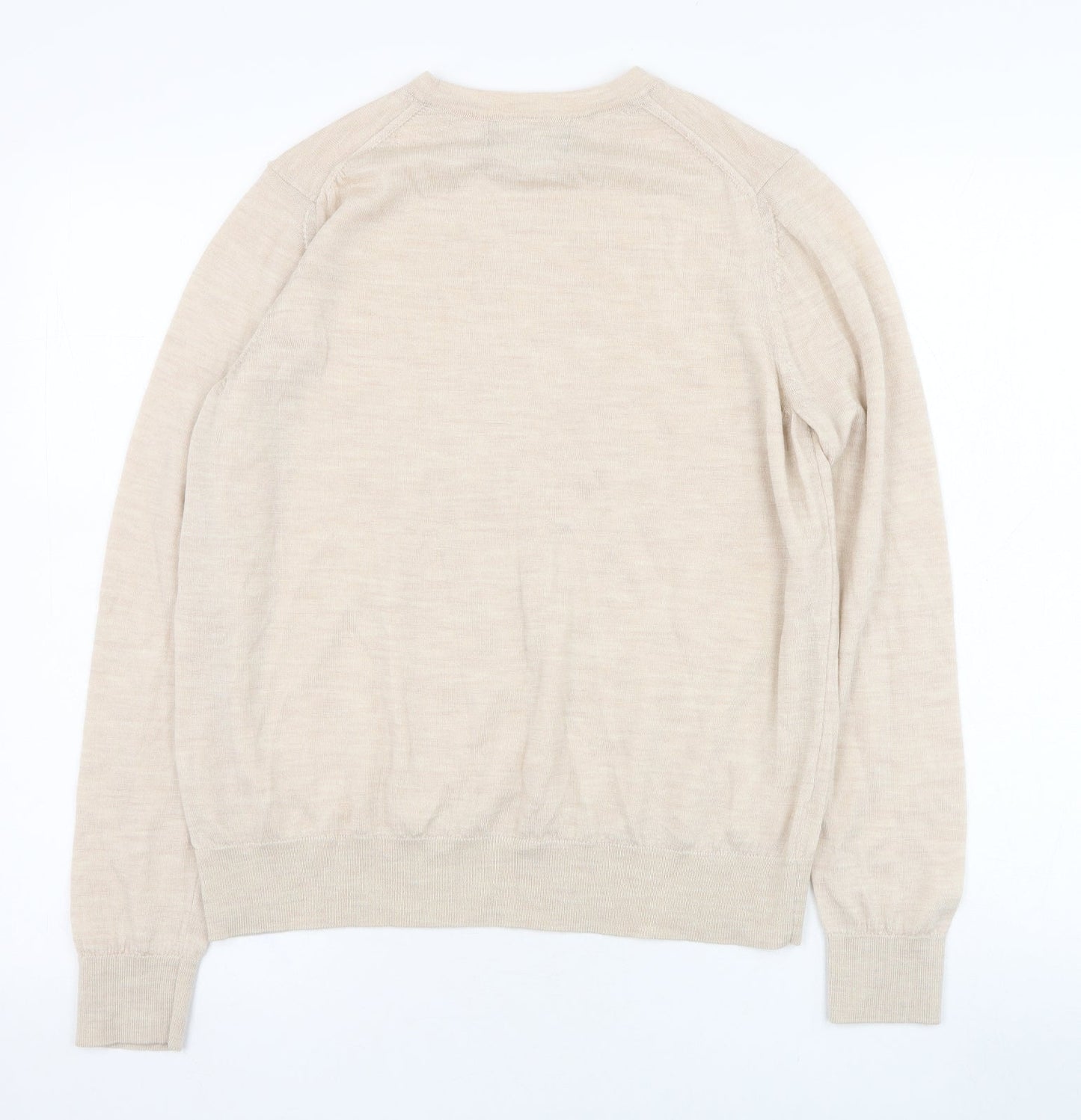 Marks and Spencer Womens Beige Round Neck  Polyester Pullover Jumper Size 12