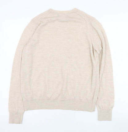 Marks & Spencer Womens Beige Round Neck  Polyester Pullover Jumper Size 12