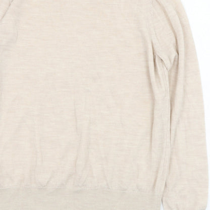 Marks & Spencer Womens Beige Round Neck  Polyester Pullover Jumper Size 12