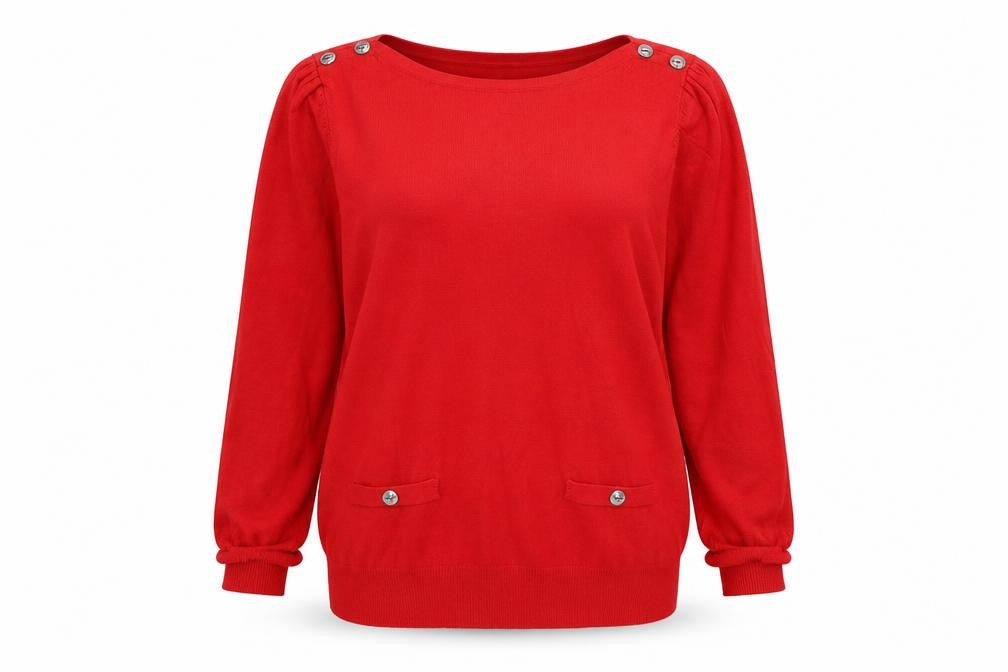 BHS Womens Red Round Neck  Viscose Pullover Jumper Size 14