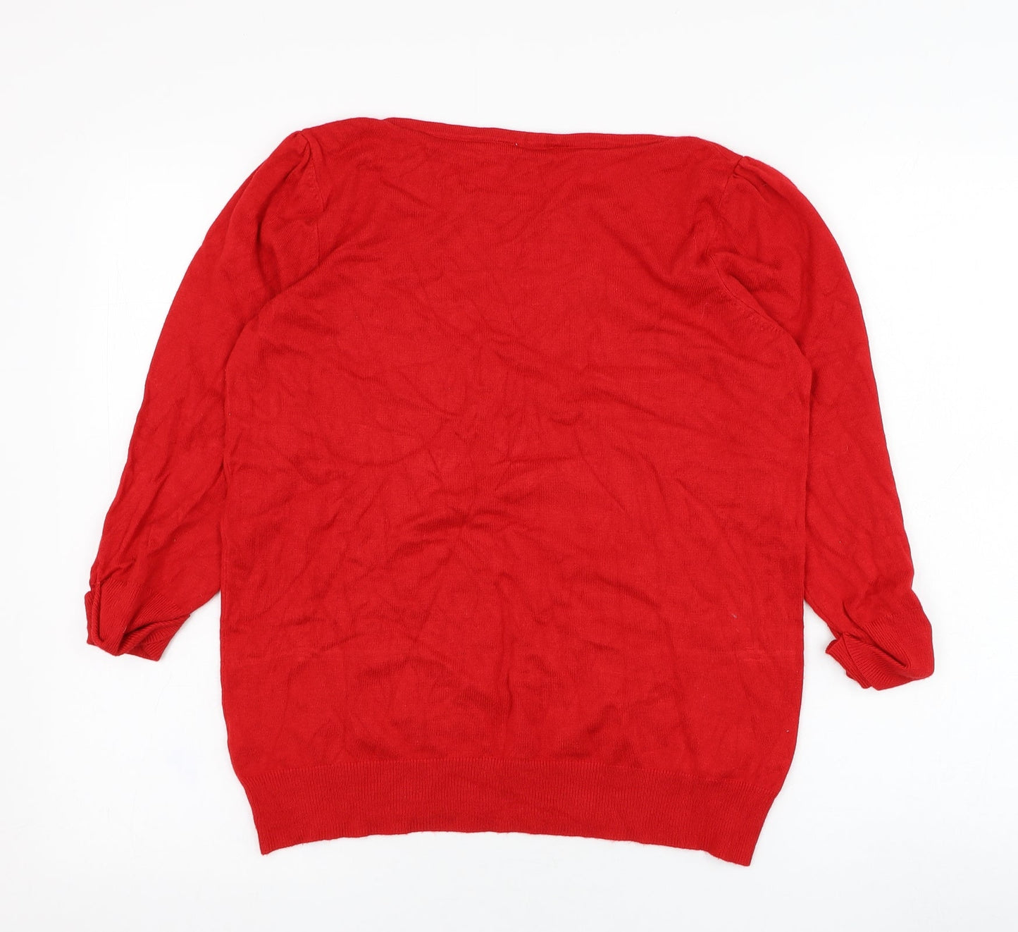 BHS Womens Red Round Neck  Viscose Pullover Jumper Size 14