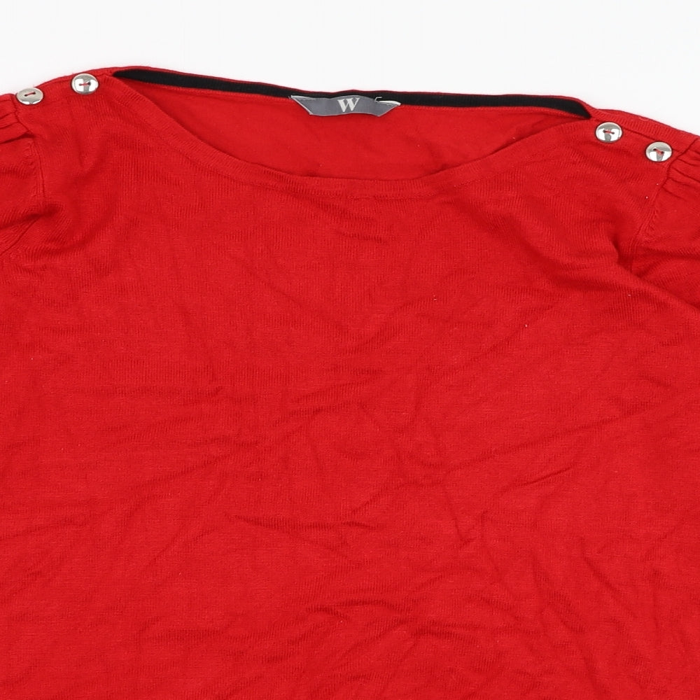BHS Womens Red Round Neck  Viscose Pullover Jumper Size 14