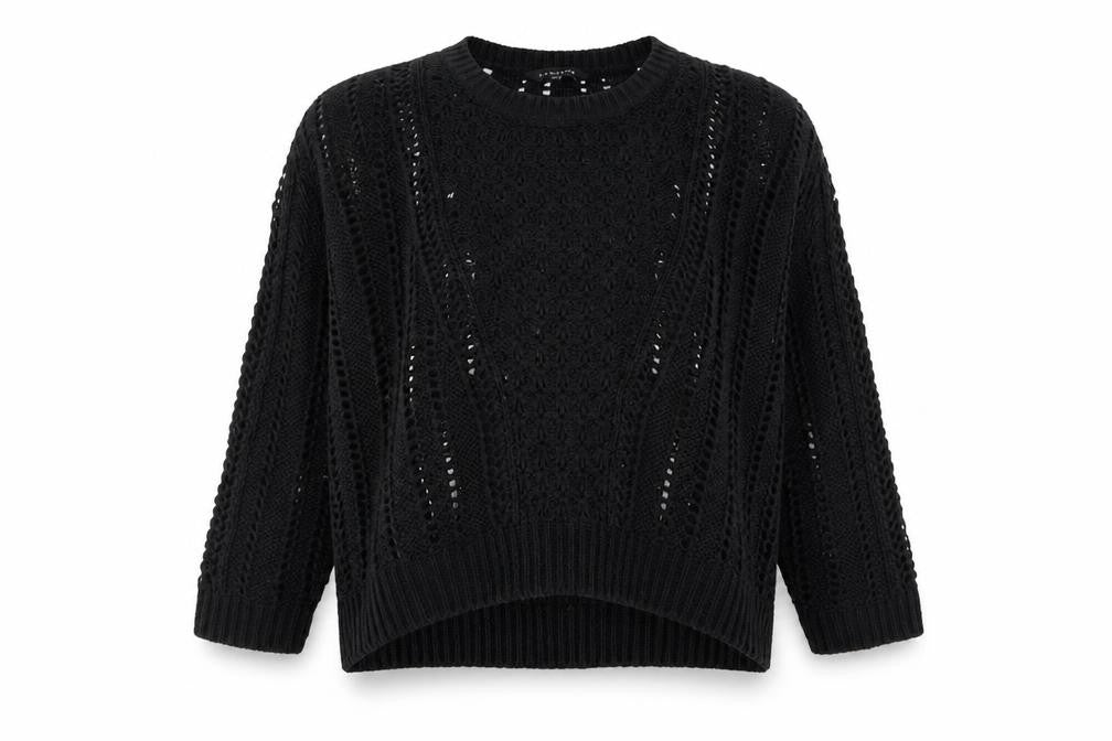Peacocks Womens Black Round Neck  Acrylic Pullover Jumper Size M