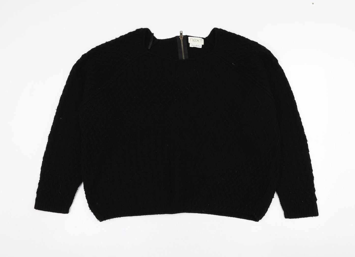 NEXT Womens Black Round Neck  Acrylic Pullover Jumper Size 18