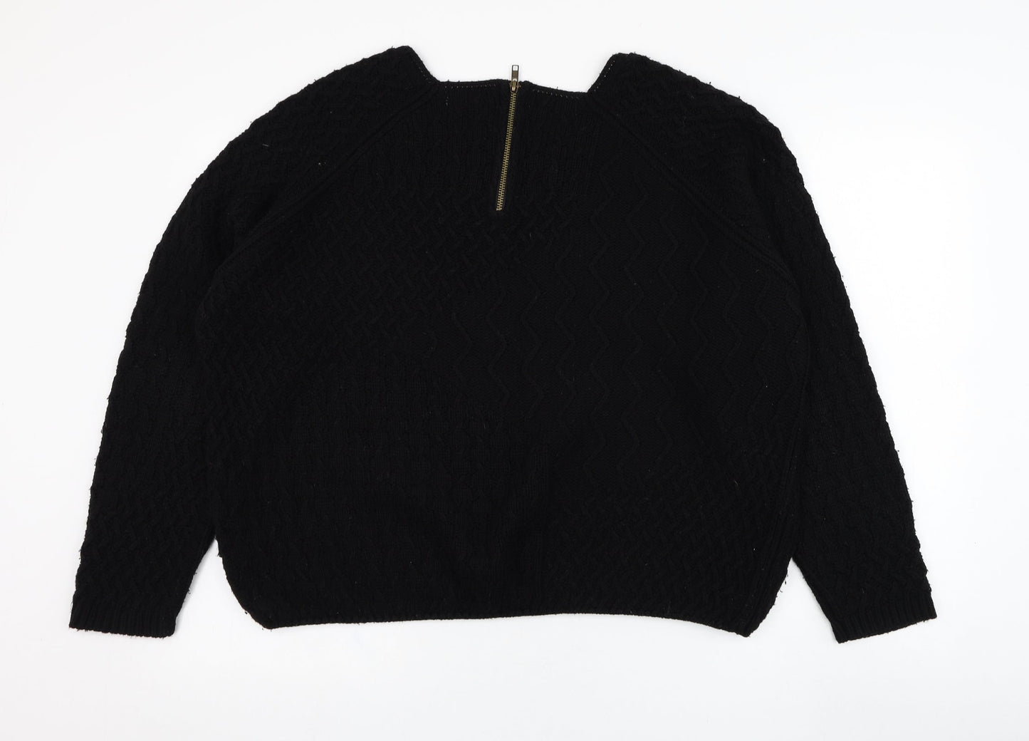 NEXT Womens Black Round Neck  Acrylic Pullover Jumper Size 18