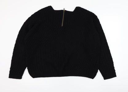 Next Womens Black Round Neck  Acrylic Pullover Jumper Size 18