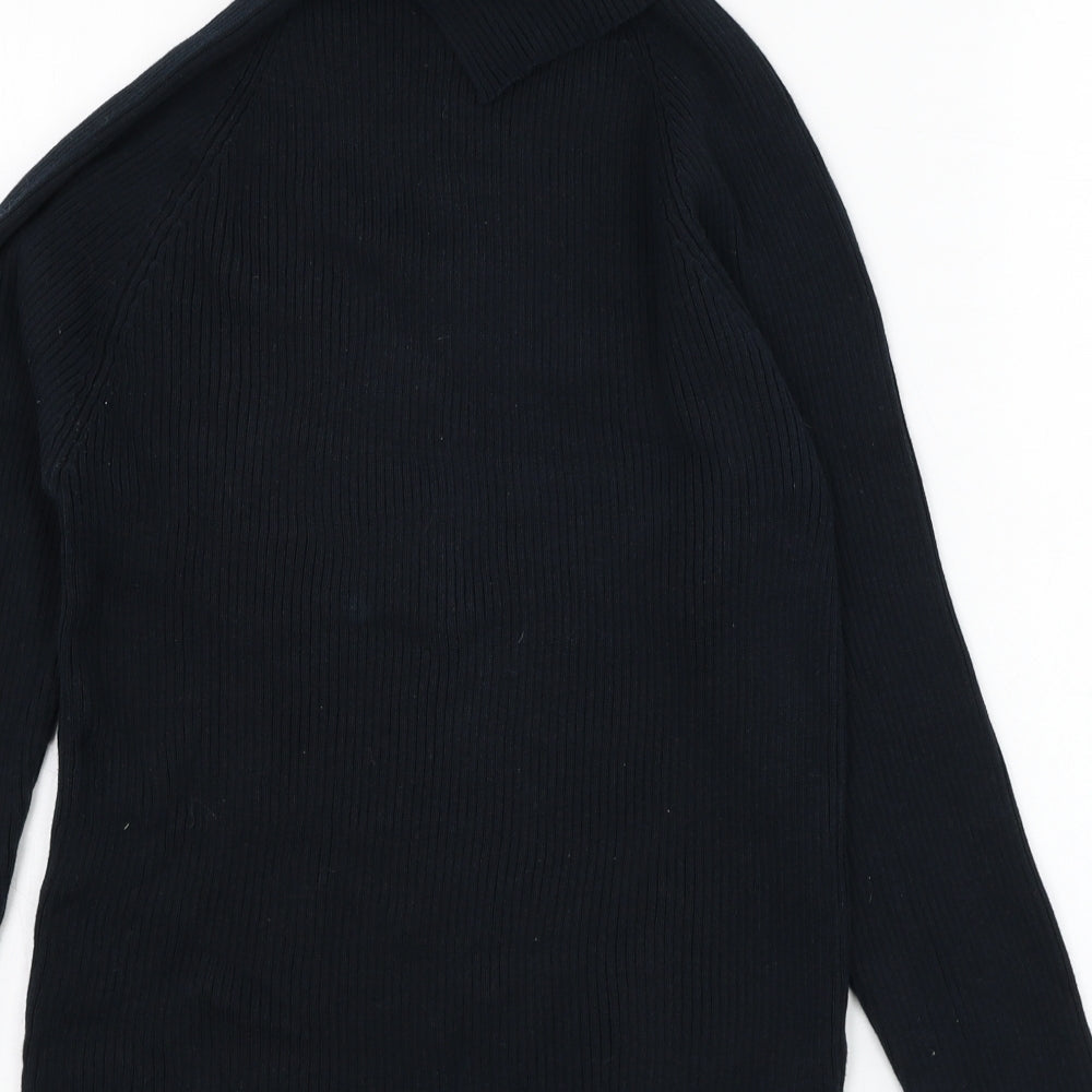 Larkbay Womens Blue Roll Neck  Cotton Pullover Jumper Size M