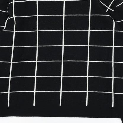 Peruggi Womens Black Round Neck Check Viscose Pullover Jumper Size 12