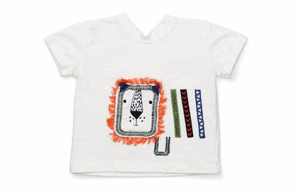 F&F Girls White  Cotton Basic T-Shirt Size 9-12 Months Crew Neck Snap