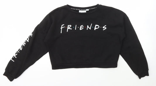 Primark Girls Black  Cotton Pullover Sweatshirt Size 11-12 Years  Pullover - Friends