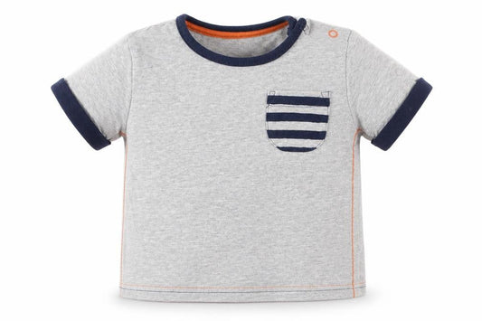 George Boys Grey  Cotton Basic T-Shirt Size 12 Months Crew Neck Snap