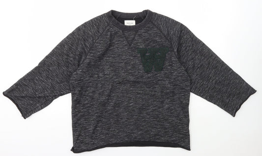 Wood Wood Womens Grey Crew Neck  Cotton Pullover Jumper Size XS