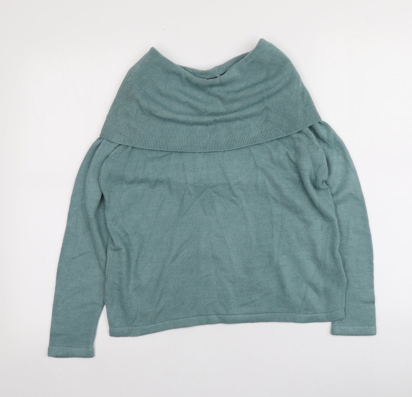 M&S Womens Blue Roll Neck  Acrylic Pullover Jumper Size 12
