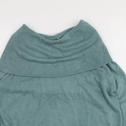 Marks & Spencer Womens Blue Roll Neck  Acrylic Pullover Jumper Size 12