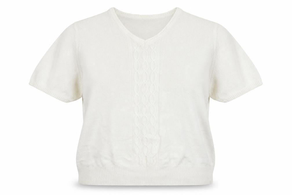 EWM Womens Ivory Round Neck  100% Cotton Pullover Jumper Size M