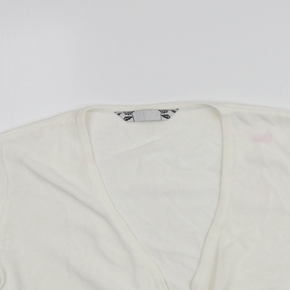 Joanna Hope Womens Ivory V-Neck  Viscose Cardigan Jumper Size 14