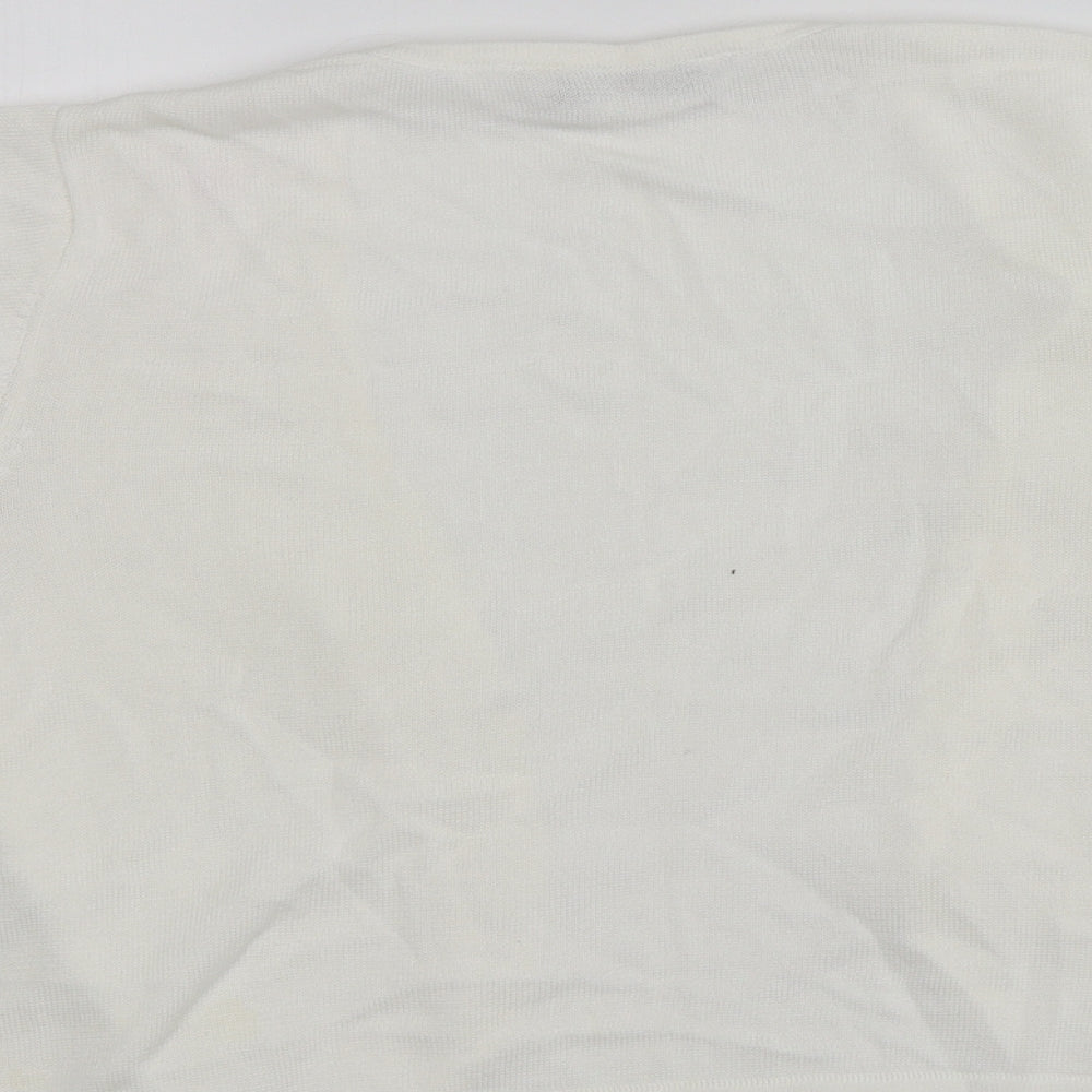 Joanna Hope Womens Ivory V-Neck  Viscose Cardigan Jumper Size 14