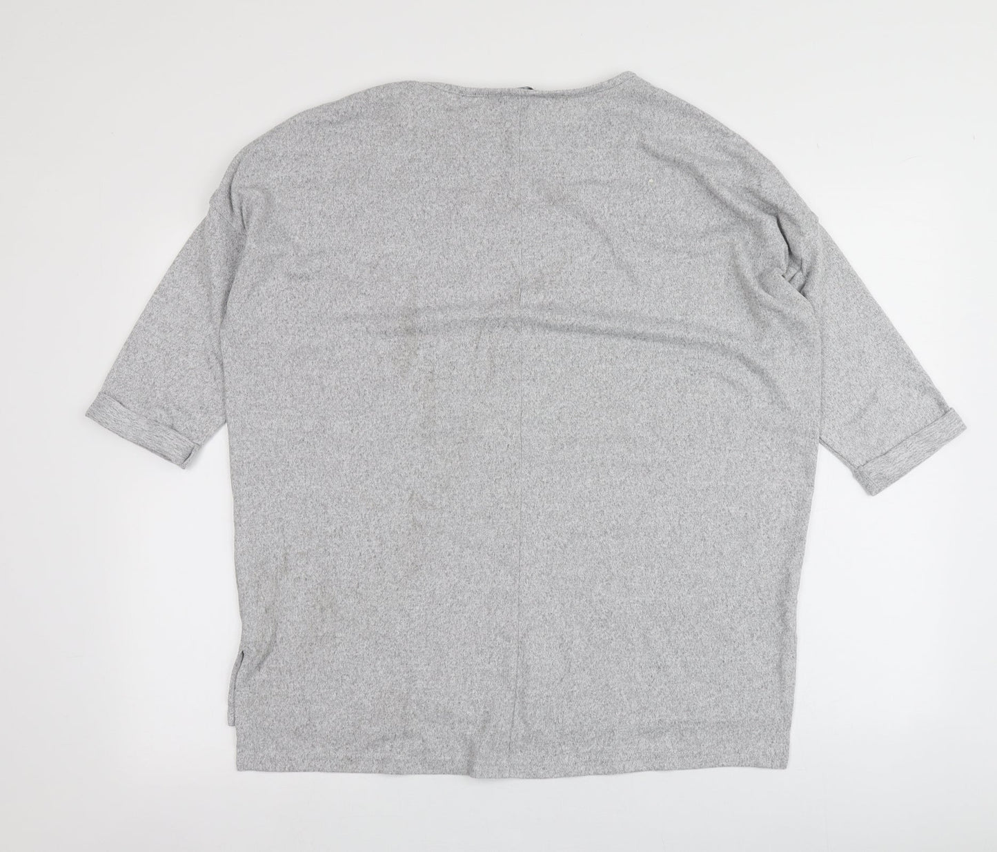 New Look Womens Grey  Polyester Basic Blouse Size S Round Neck