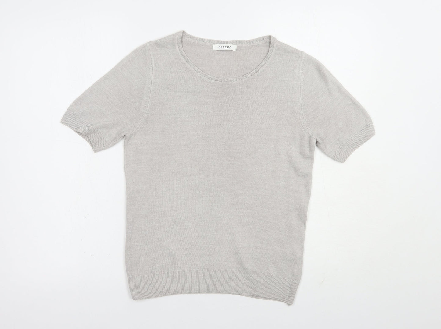 Marks and Spencer Womens Grey Scoop Neck  Acrylic Pullover Jumper Size 8