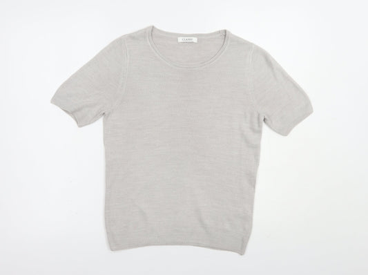 Marks and Spencer Womens Grey Scoop Neck  Acrylic Pullover Jumper Size 8