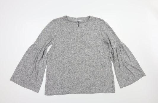 Zara Womens Grey  Viscose Pullover Sweatshirt Size L  Pullover