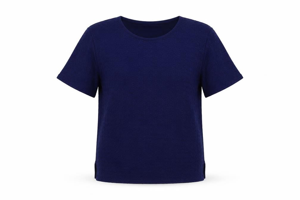 Pure & Natural Womens Blue  Polyester Basic Blouse Size M Crew Neck