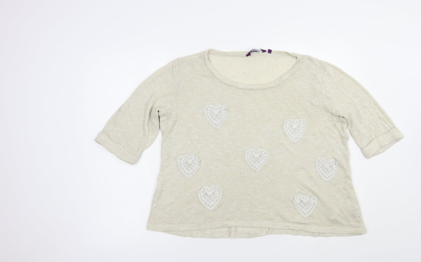 New Look Womens Beige Boat Neck  Viscose Pullover Jumper Size 22   - Hearts