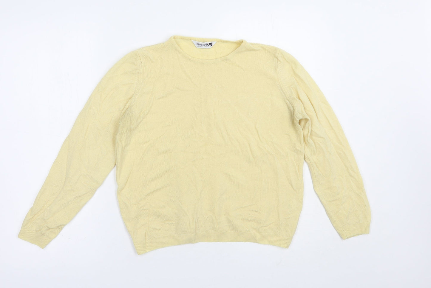 Marks and Spencer Womens Yellow Crew Neck  Acrylic Pullover Jumper Size M