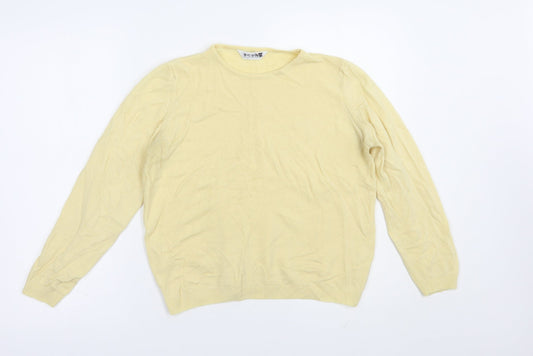 Marks and Spencer Womens Yellow Crew Neck  Acrylic Pullover Jumper Size M