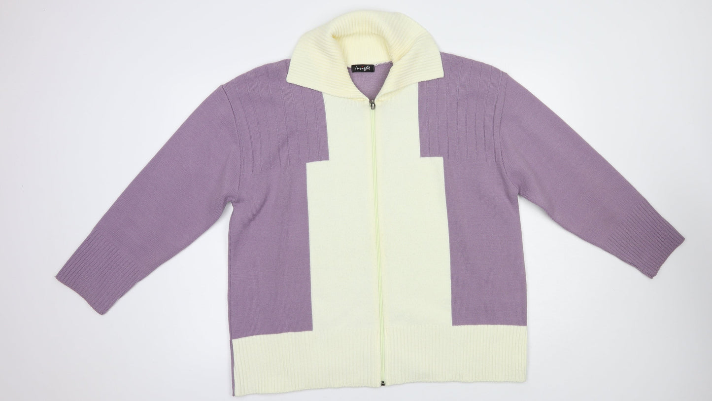 Insight Womens Purple Collared  Acrylic Full Zip Jumper Size L