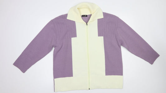 Insight Womens Purple Collared  Acrylic Full Zip Jumper Size L