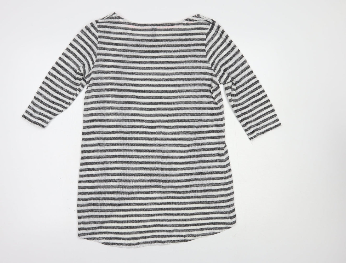 VERO MODA Womens Grey Boat Neck Striped Polyester Pullover Jumper Size M