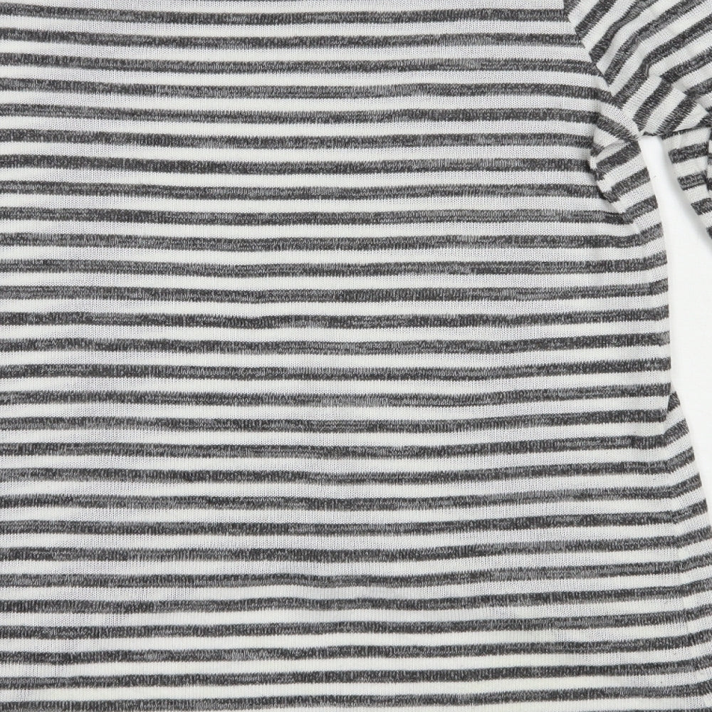 VERO MODA Womens Grey Boat Neck Striped Polyester Pullover Jumper Size M