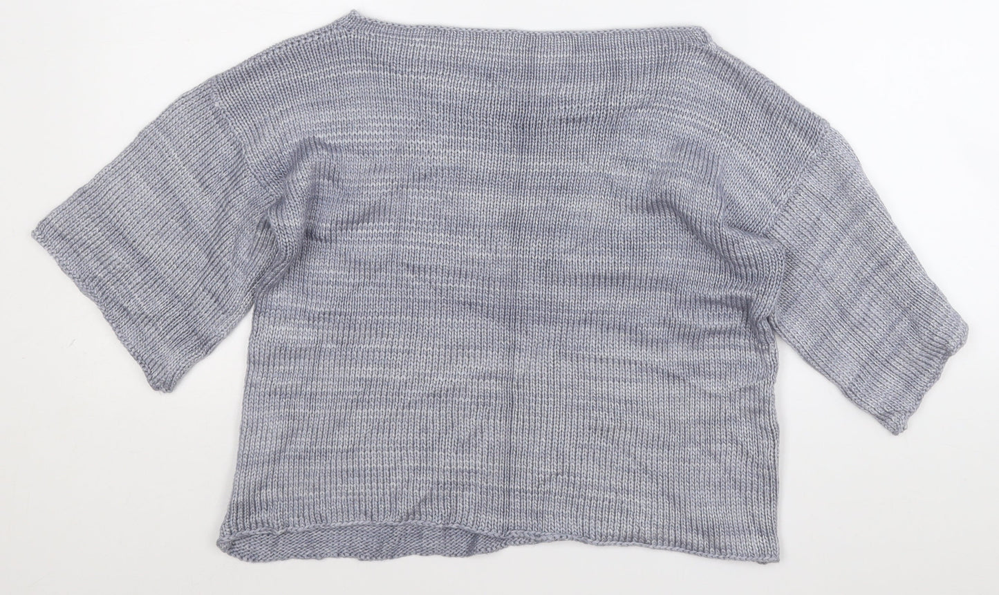 Preworn Womens Grey Round Neck Geometric Acrylic Pullover Jumper Size S