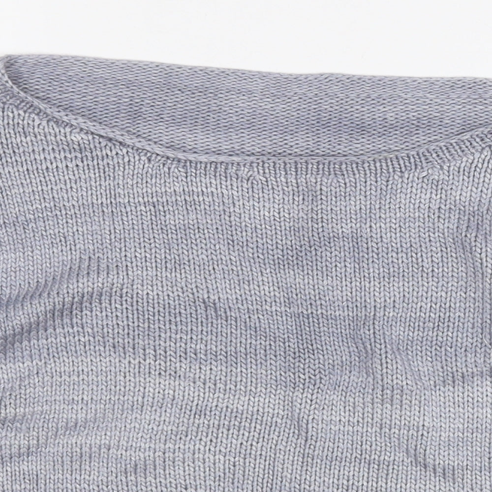 Preworn Womens Grey Round Neck Geometric Acrylic Pullover Jumper Size S