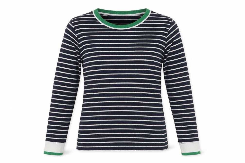 George Womens Blue Round Neck Striped Polyester Pullover Jumper Size 12