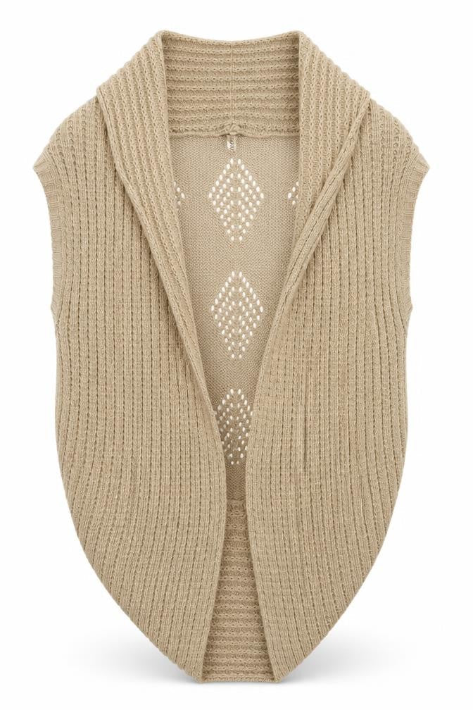 Ribbon Womens Brown Round Neck Geometric Acrylic Cape Jumper Size 12