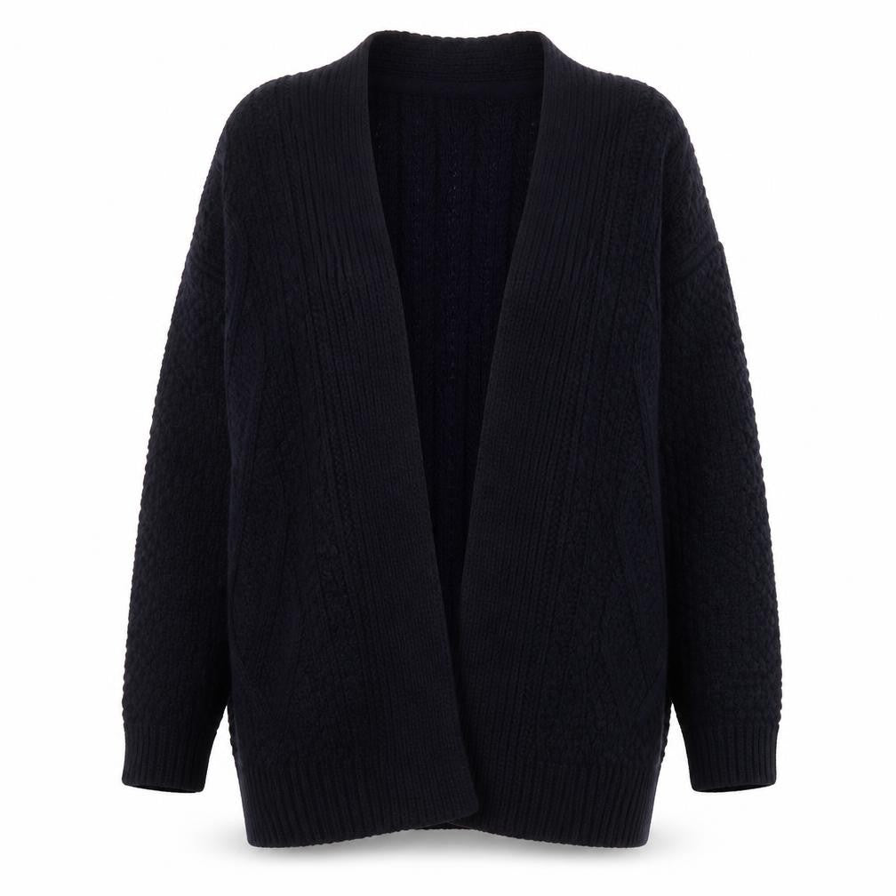 TU Womens Blue V-Neck Geometric Acrylic Cardigan Jumper Size 12