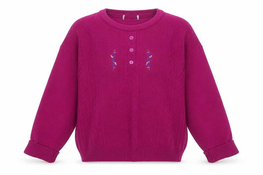 Preworn Womens Purple Round Neck  Acrylic Pullover Jumper Size 14   - Flowers