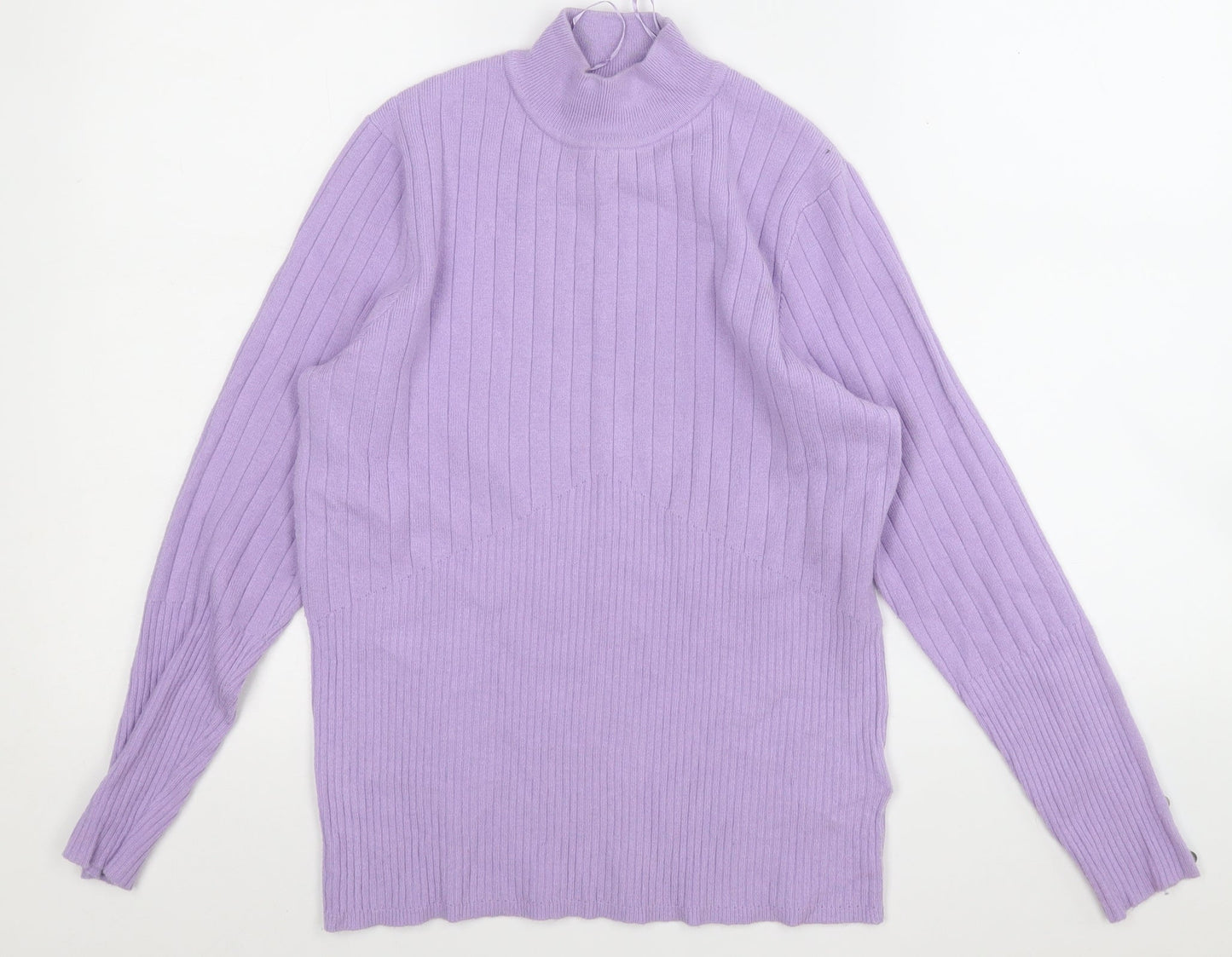 Marks and Spencer Womens Purple Round Neck Geometric Viscose Pullover Jumper Size 14