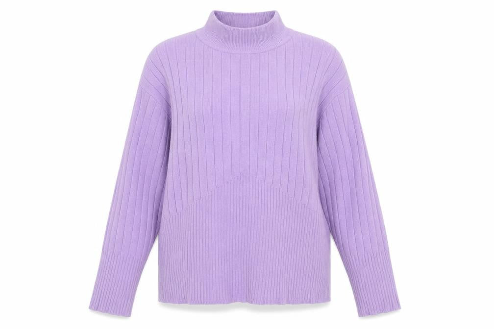Marks & Spencer Womens Purple Round Neck Geometric Viscose Pullover Jumper Size 14