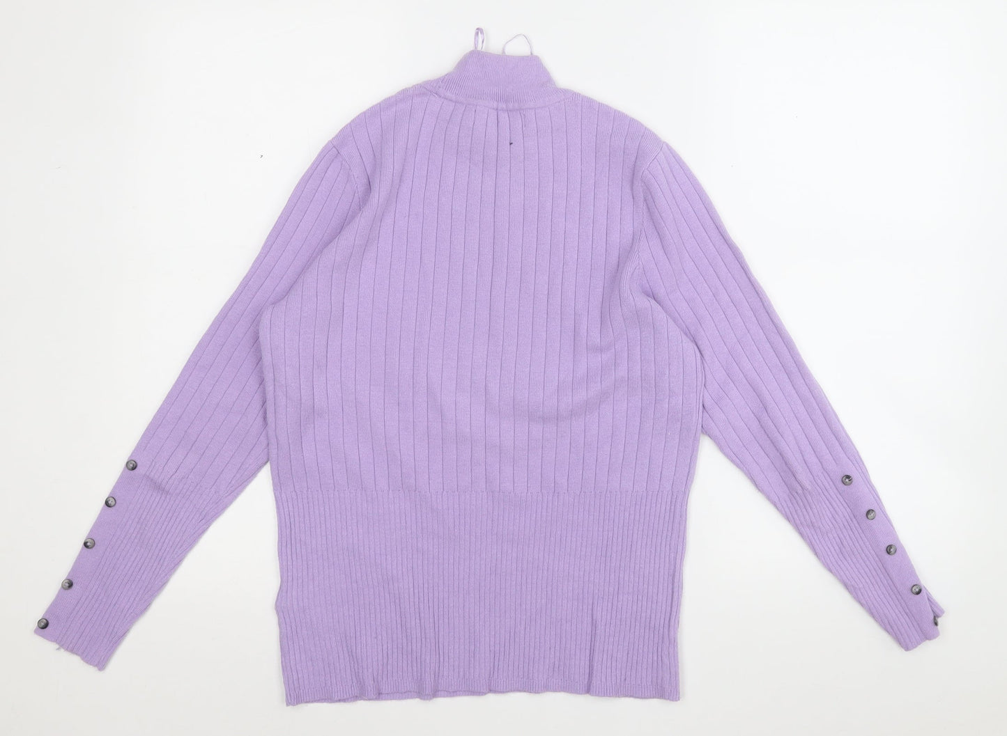 Marks and Spencer Womens Purple Round Neck Geometric Viscose Pullover Jumper Size 14