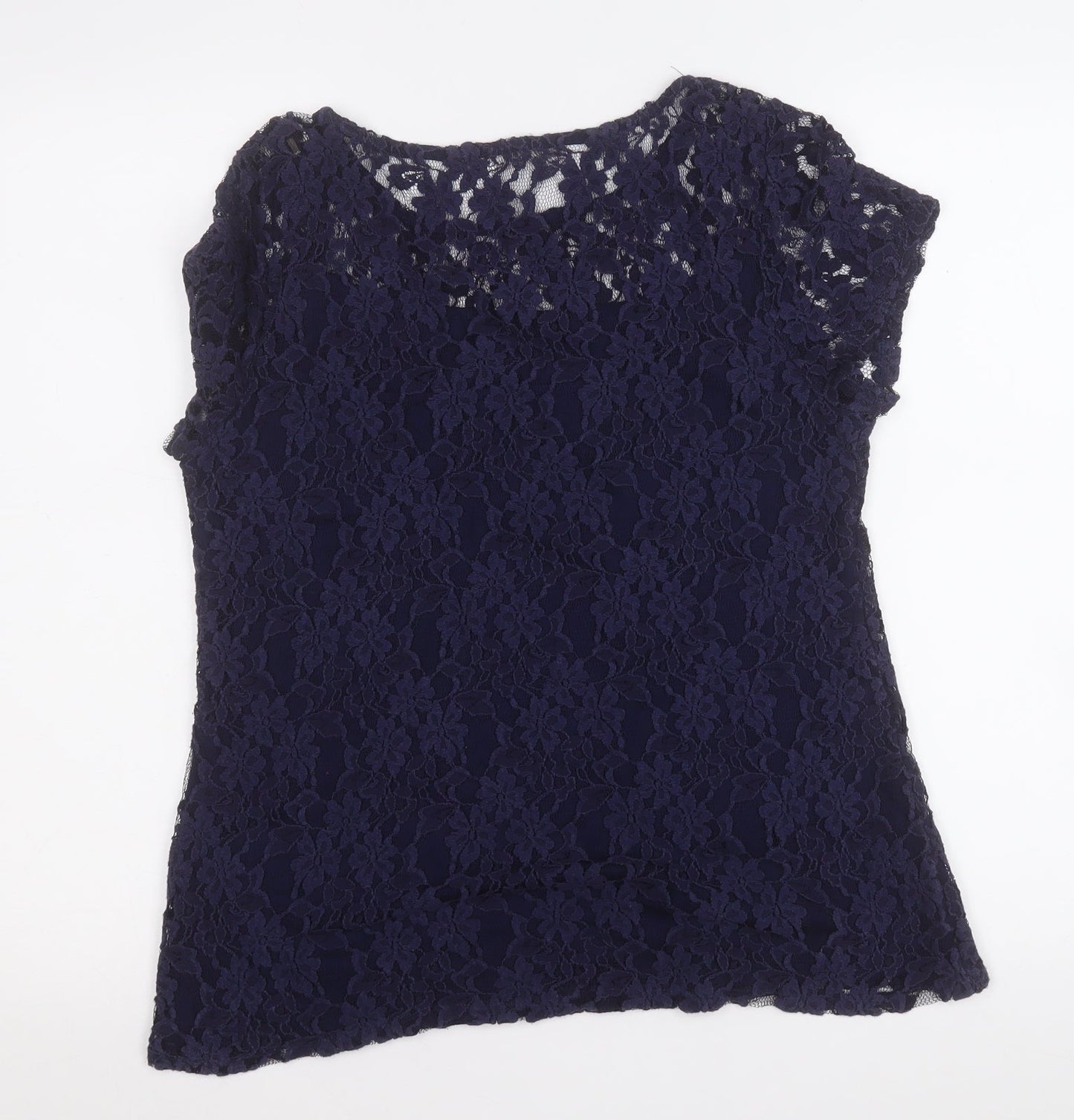 Preworn Womens Blue Round Neck Floral Viscose Pullover Jumper Size 14