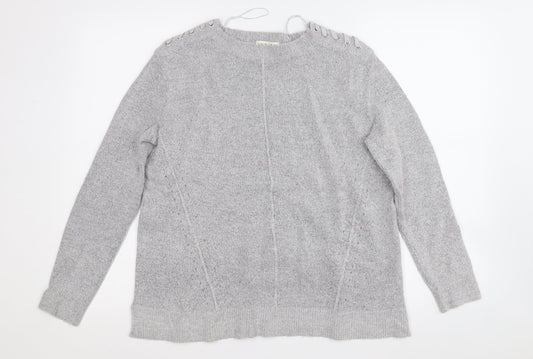 Marks and Spencer Womens Grey Round Neck  Acrylic Pullover Jumper Size 10
